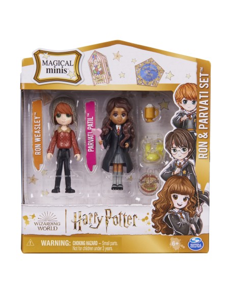 Wizarding World | Set Amicizia con personaggi Ron Weasley e Calì Patil | Bambole da 7.5cm | 2 accessori | Giocattoli per