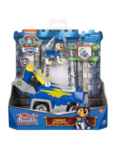 PAW Patrol Macchinina trasformabile con action figure da collezione di Chase Rescue Knights, giocattoli per bambini dai 3 anni