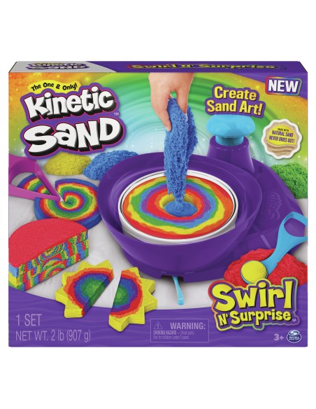Kinetic Sand |Set Gioco Swirl N' Surprise |Sabbia colorata in 4 variazioni | Sabbia cinetica 907gr | Sabbia magica da modellare