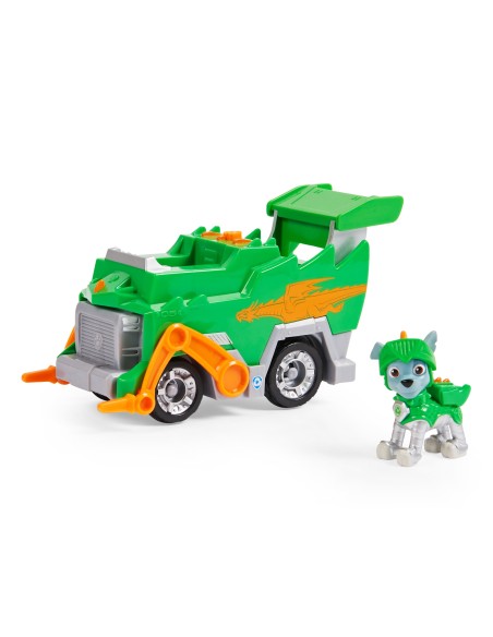 PAW Patrol | Veicolo Rescue Knights di Rocky | Camion per la raccolta di rifiuti riciclabili con personaggio | Giochi per