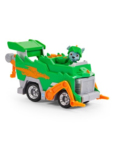 PAW Patrol | Veicolo Rescue Knights di Rocky | Camion per la raccolta di rifiuti riciclabili con personaggio | Giochi per