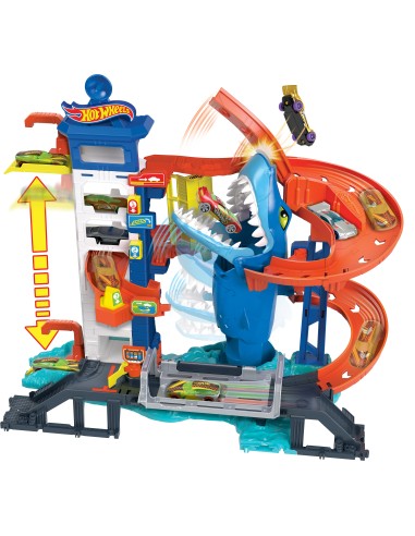 Hot Wheels City Set Super Squalo Playset con 1 macchinina , pista a tema nemesi, si collega ad altri playset, giocattolo per