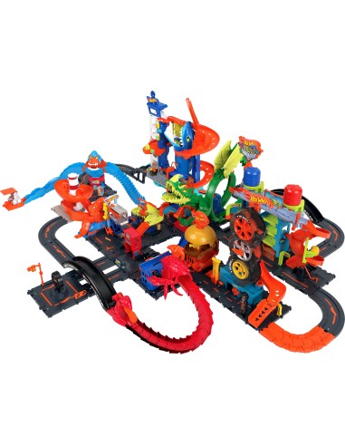 Hot Wheels City Set Super Squalo Playset con 1 macchinina , pista a tema nemesi, si collega ad altri playset, giocattolo per