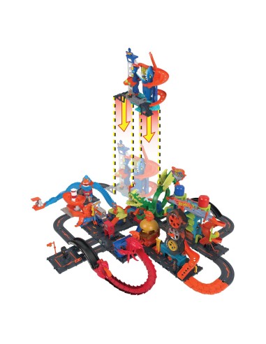 Hot Wheels City Set Super Squalo Playset con 1 macchinina , pista a tema nemesi, si collega ad altri playset, giocattolo per