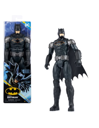 DC Comics | BATMAN | Personaggio Batman in scala 30 cm con Armatura Combact Grigio, mantello e 11 punti di articolazione -