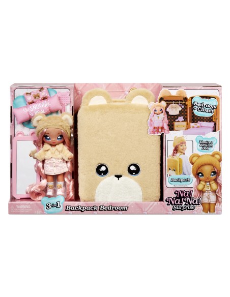 Na! Na! Na! Surprise 3-in-1 Backpack Bedroom Series 2 Playset - Sarah Snuggles (Teddy Bear)