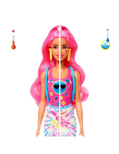 Barbie Color Reveal con 7 sorprese, Serie Fluo Tie-Dye con stampa Tie-Dye ed effetto cambia colore, Giocattolo e regalo per