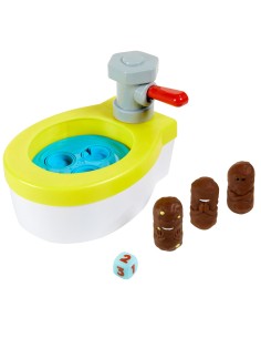 Games ​Acchiappa la Cacca Turbo, gioco per bambini con water giocattolo, 3 pezzi di cacca, 1 dado e istruzioni, Giocattolo per