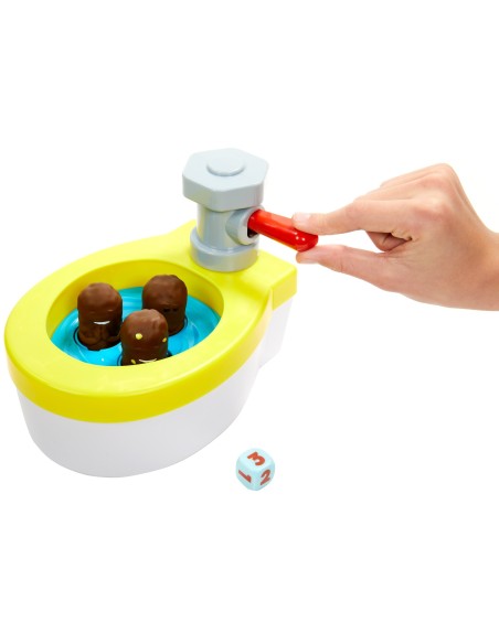 Games ​Acchiappa la Cacca Turbo, gioco per bambini con water giocattolo, 3 pezzi di cacca, 1 dado e istruzioni, Giocattolo per