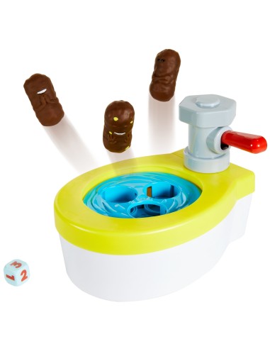 Games ​Acchiappa la Cacca Turbo, gioco per bambini con water giocattolo, 3 pezzi di cacca, 1 dado e istruzioni, Giocattolo per